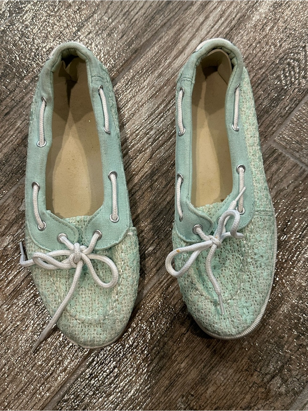 Wonens Mint Lace Boat Shoes